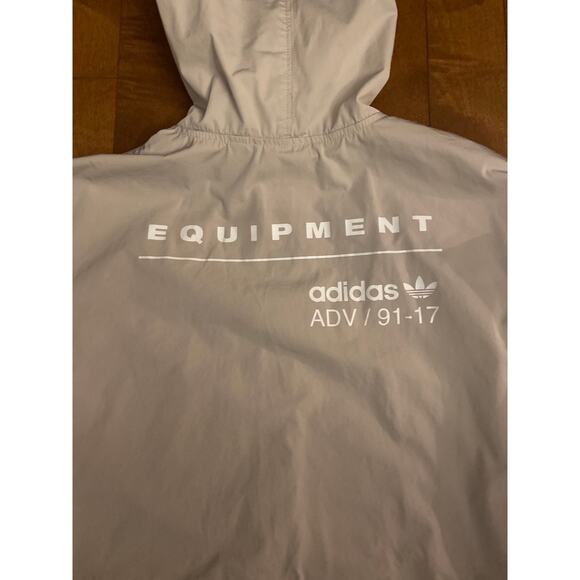 EQUIPMENT BK/PRNT Adidas FULL ZIP HOODED WINDBREAKER  ADV/91-17 size small - Picture 8 of 12